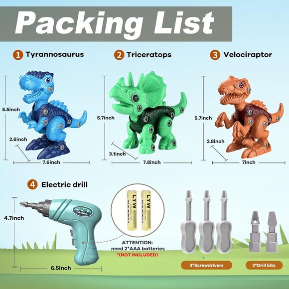 Dinosaur Toys for 3 4 5 6 7 8 Year Old Boys, Take Apart Dinosaur Toys for Kids 3 - Picture 8 of 8